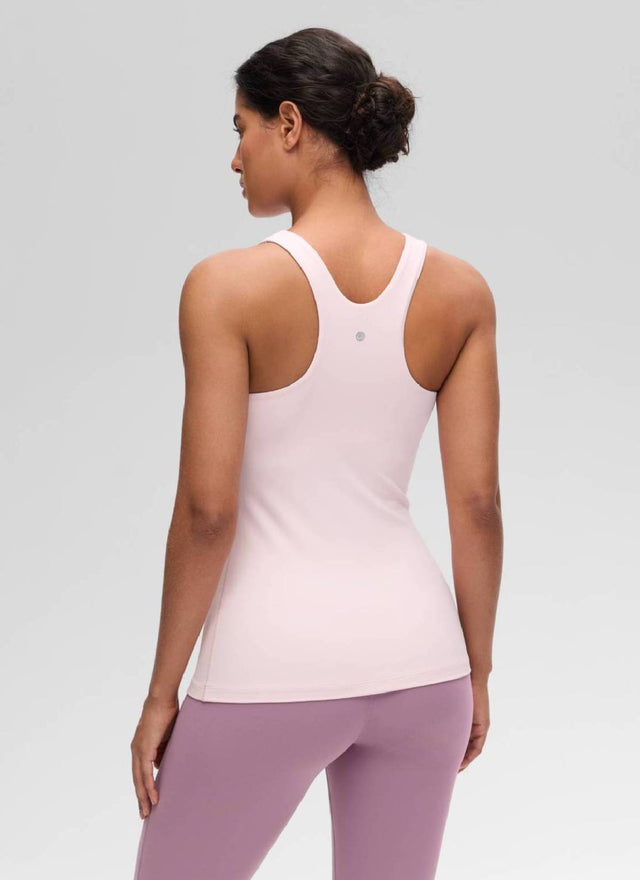 CRZ YOGA Women's Yoga Slim Fit Top Butterluxe Tank Racerback High Neck Strawberry Pink @model_info:Carol
