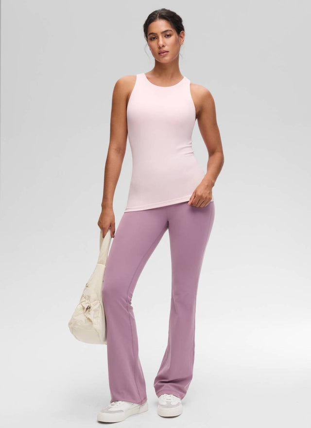 CRZ YOGA Women's Yoga Slim Fit Top Butterluxe Tank Racerback High Neck Strawberry Pink @model_info:Carol