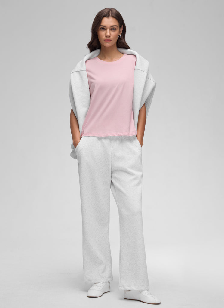 CRZ YOGA Women's Yoga Loose Fit Shirt Pima Cotton Short Sleeves Strawberry Pink