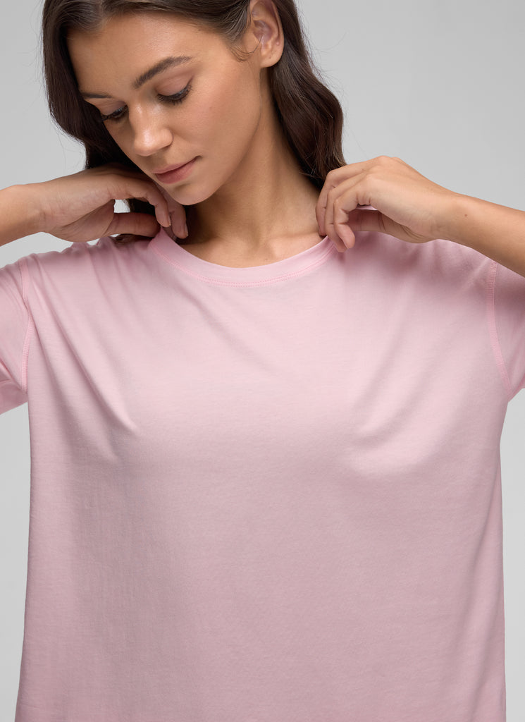 CRZ YOGA Women's Yoga Loose Fit Shirt Pima Cotton Short Sleeves Strawberry Pink