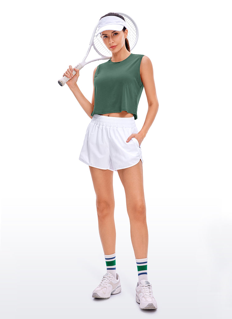 CRZ YOGA Women's Yoga Workout Loose Fit Pima Cotton Crop Tank Tops Sonic Pink