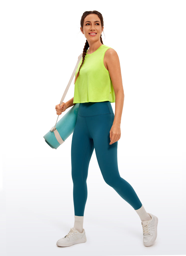 CRZ YOGA Women's Yoga Workout Loose Fit Pima Cotton Crop Tank Tops Bright Verdancy