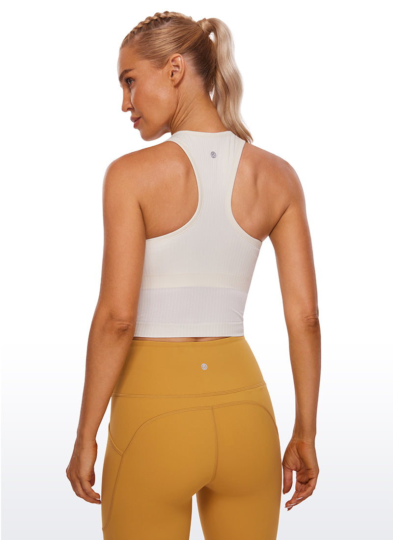 Seamless Ribbed Longline High Neck Crop Tank Racerback