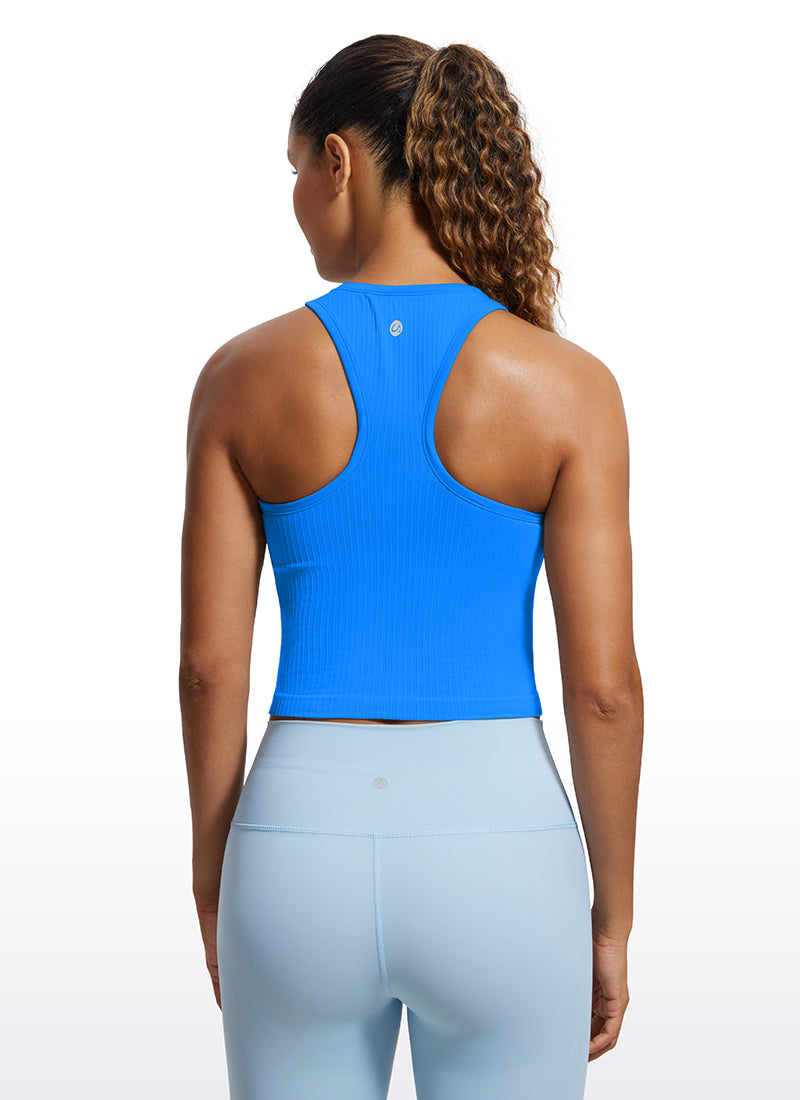 Seamless Ribbed Longline High Neck Crop Tank Racerback