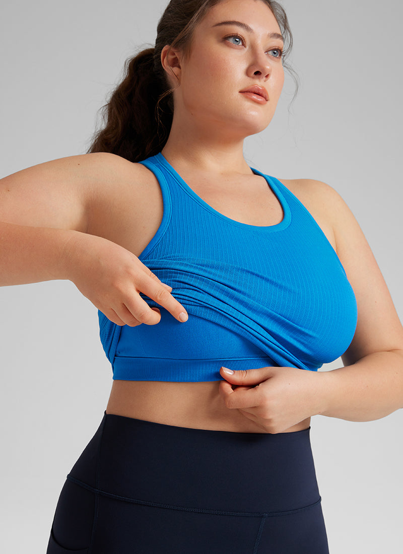 CRZ YOGA Women's Yoga Slim Fit Tops Seamless Longline Tank High Neck Sparkle Blue