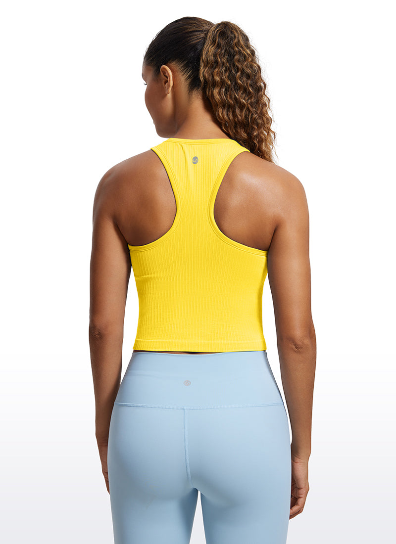 Seamless Ribbed Longline High Neck Crop Tank Racerback