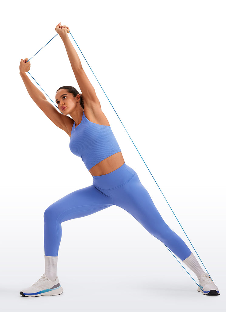 CRZ YOGA Women's Yoga Slim Fit Tops Seamless Longline Tank High Neck Sparkle Blue