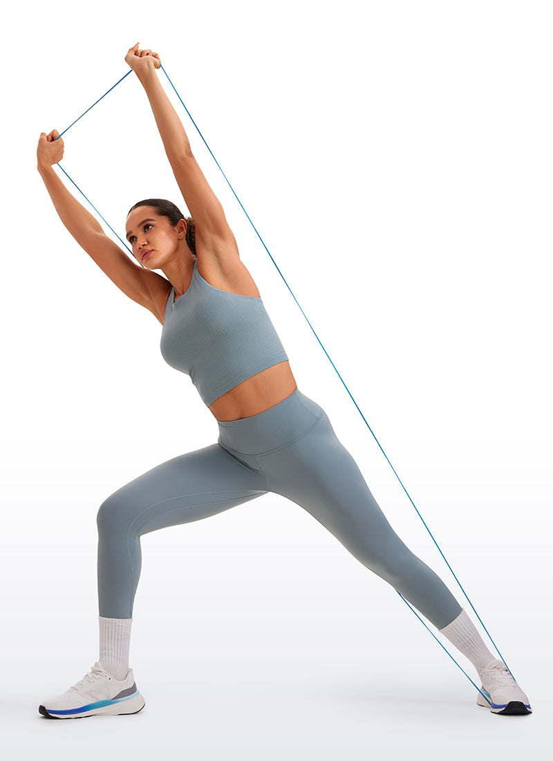 CRZ YOGA Women's Yoga Slim Fit Tops Seamless Longline Tank High Neck Belgian Blue