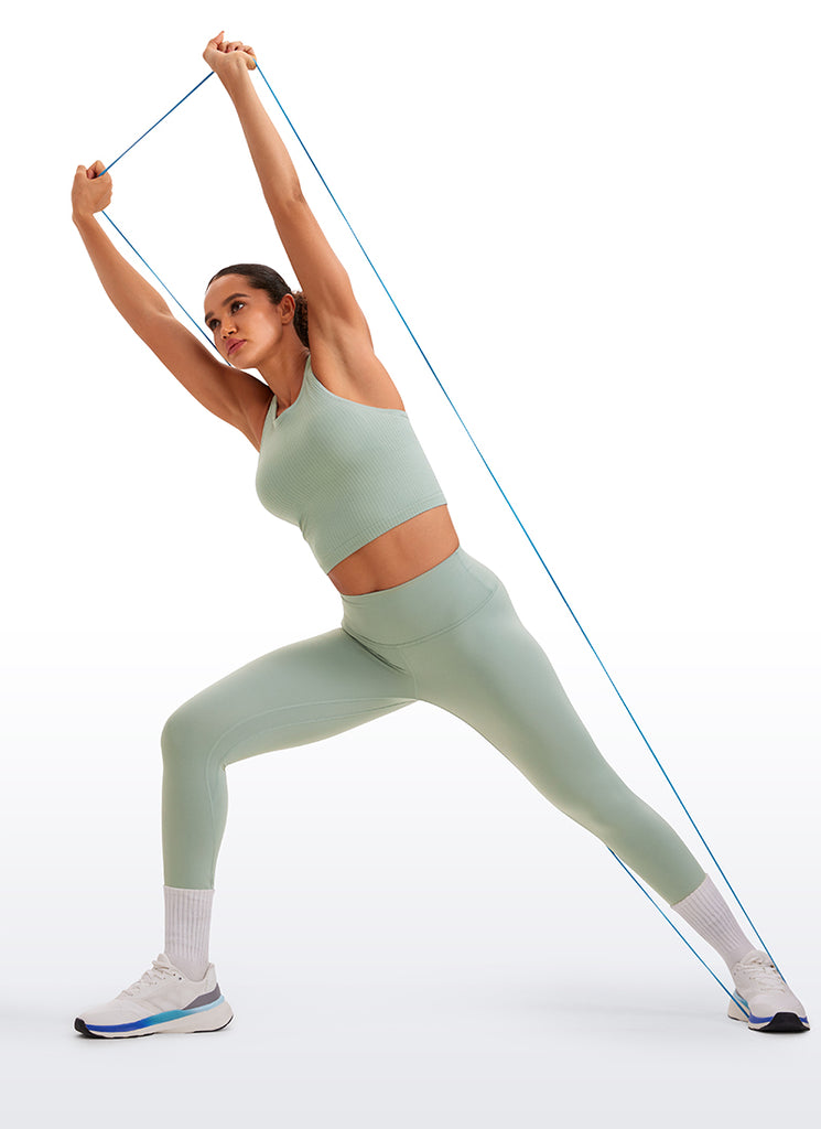 CRZ YOGA Women's Yoga Slim Fit Tops Seamless Longline Tank High Neck Green Palm Court