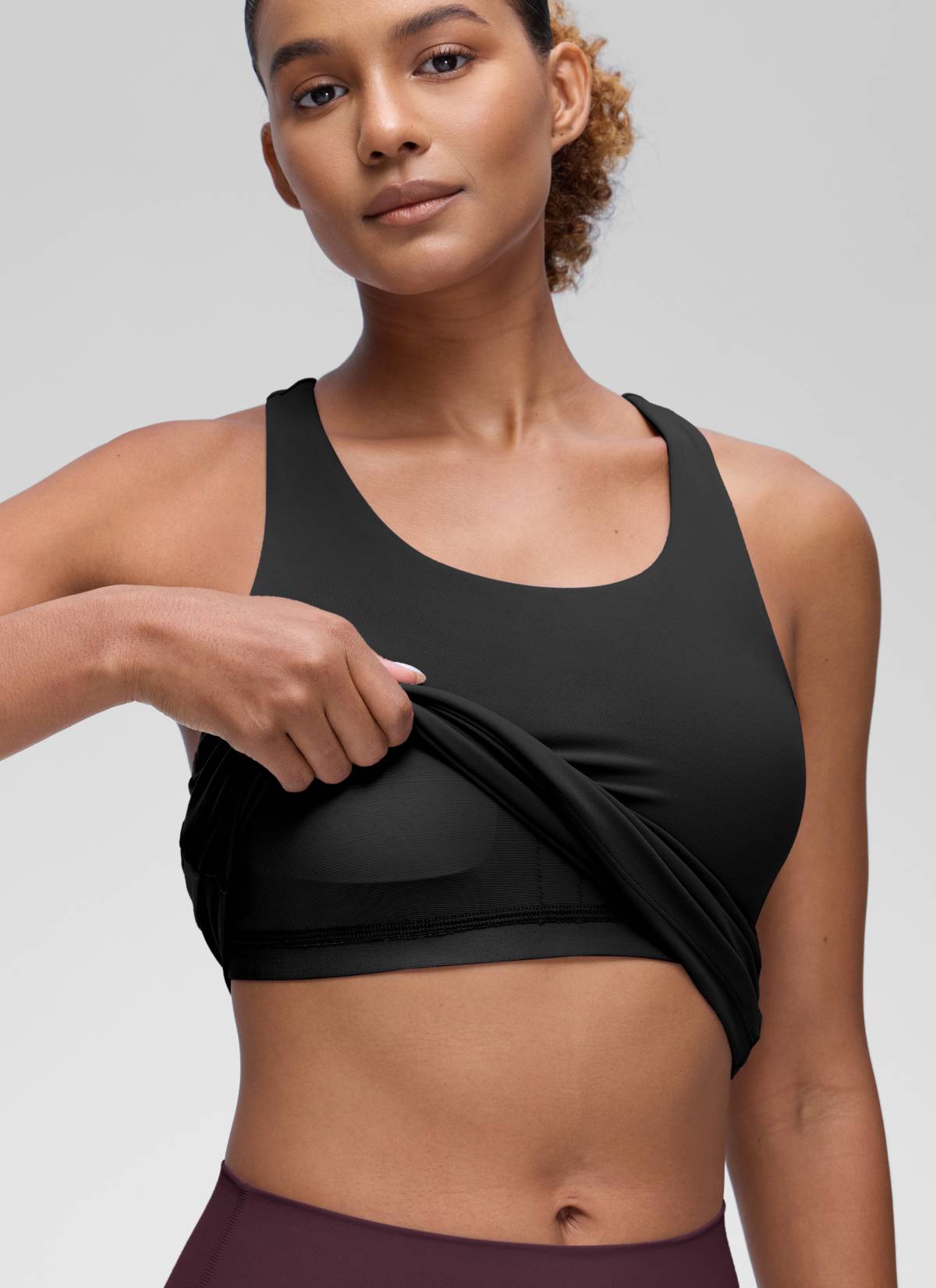 CRZ YOGA Women's Yoga Tight Fit Tops Butterluxe Built-in Bra Tank Black