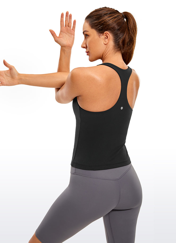 CRZ YOGA Women's Yoga Tight Fit Tops Butterluxe Built-in Bra Tank Black