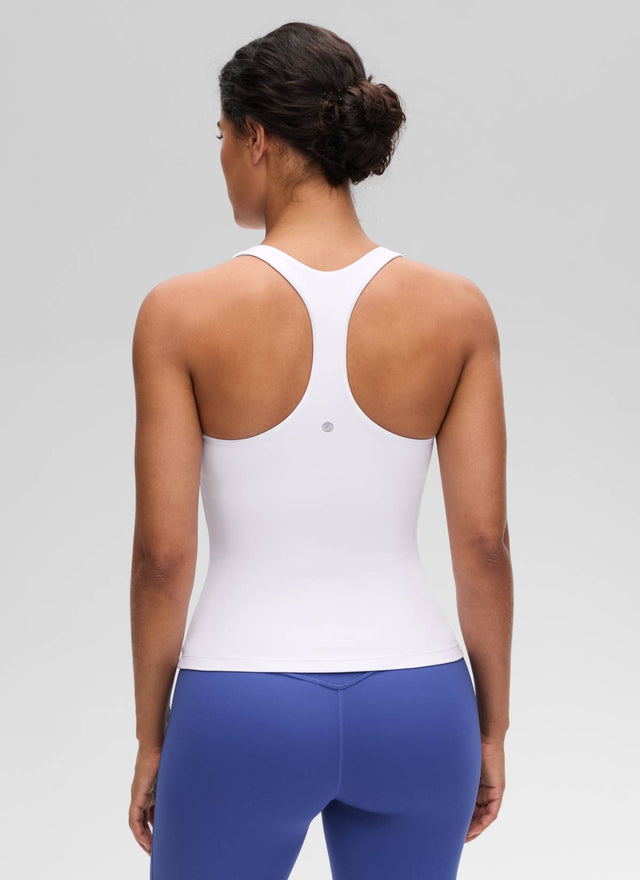 CRZ YOGA Women's Yoga Tight Fit Tops Butterluxe Built-in Bra Tank White @model_info:Carol