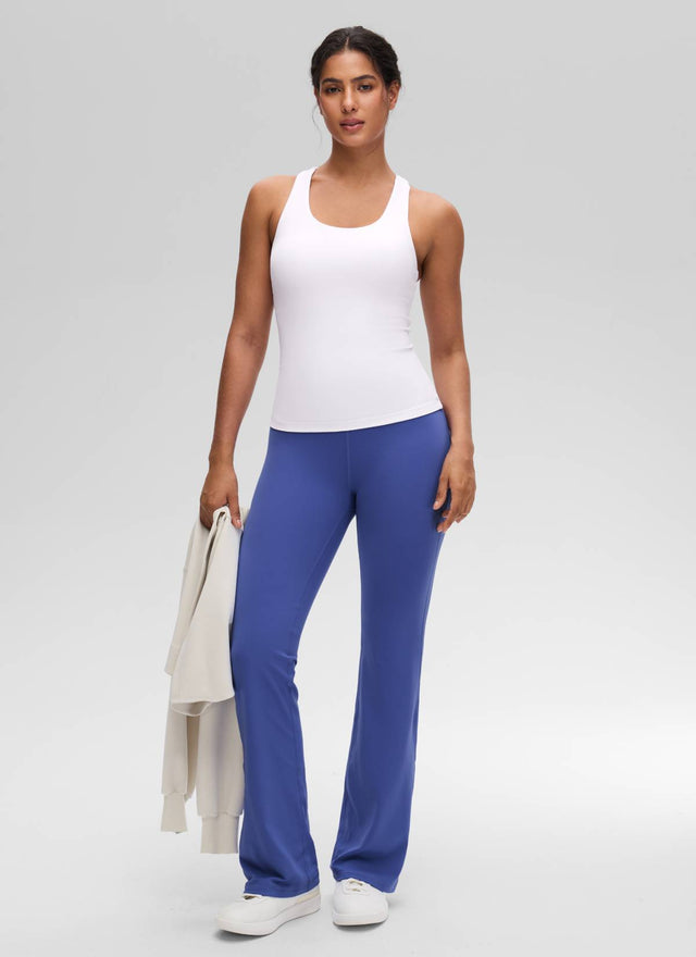 CRZ YOGA Women's Yoga Tight Fit Tops Butterluxe Built-in Bra Tank White