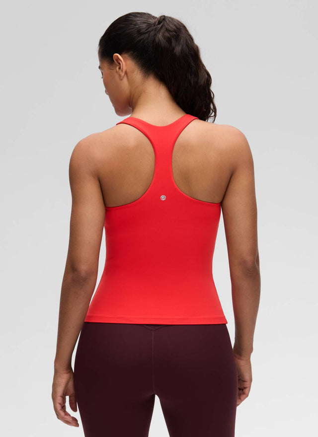 CRZ YOGA Women's Yoga Tight Fit Tops Butterluxe Built-in Bra Tank Deep Red @model_info:Carol