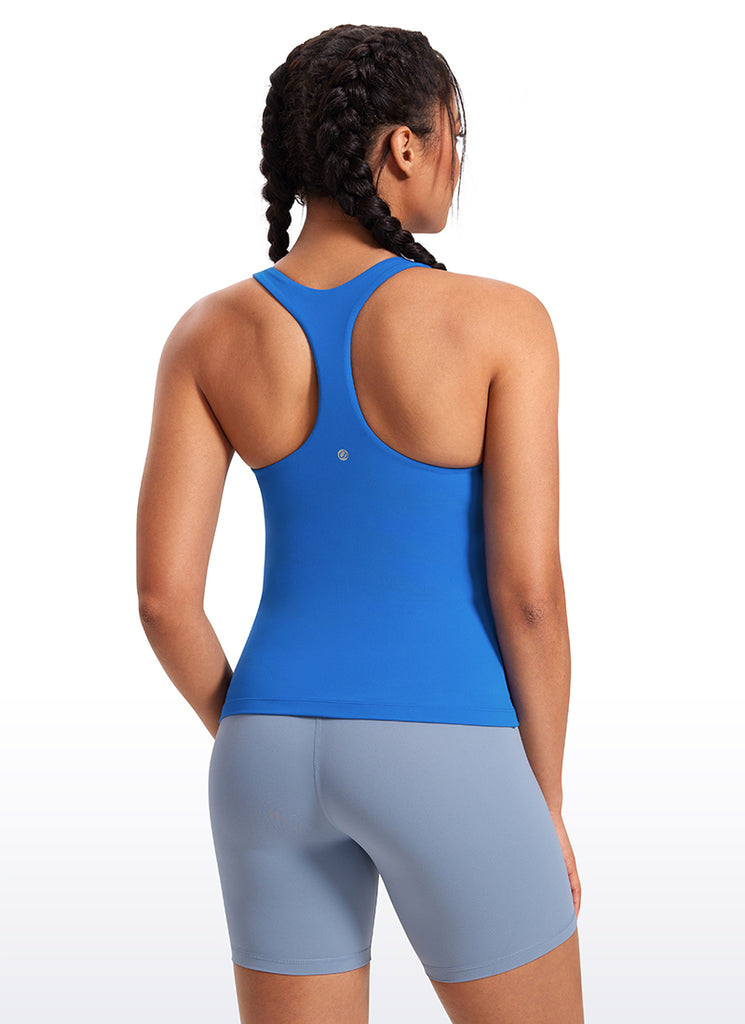 CRZ YOGA Women's Yoga Tight Fit Tops Butterluxe Built-in Bra Tank Pink Peony