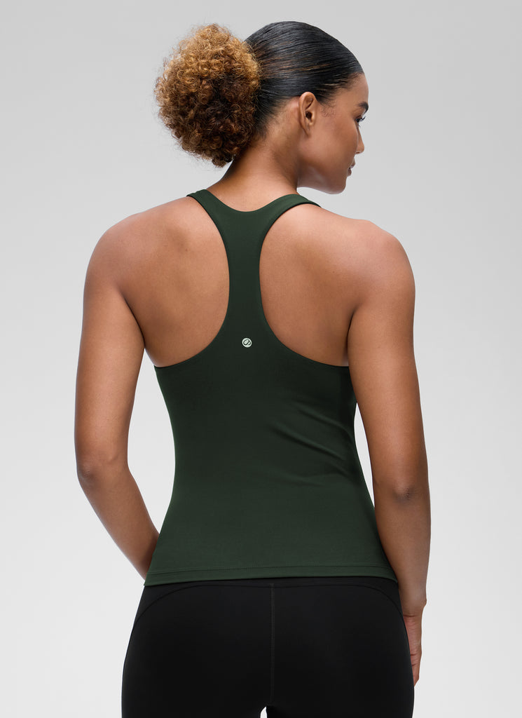 CRZ YOGA Women's Yoga Tight Fit Tops Butterluxe Built-in Bra Tank Red Merlot