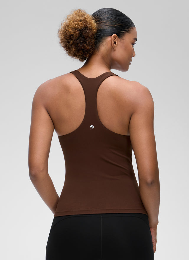 CRZ YOGA Women's Yoga Tight Fit Tops Butterluxe Built-in Bra Tank Lava Brown @model_info:Barbara