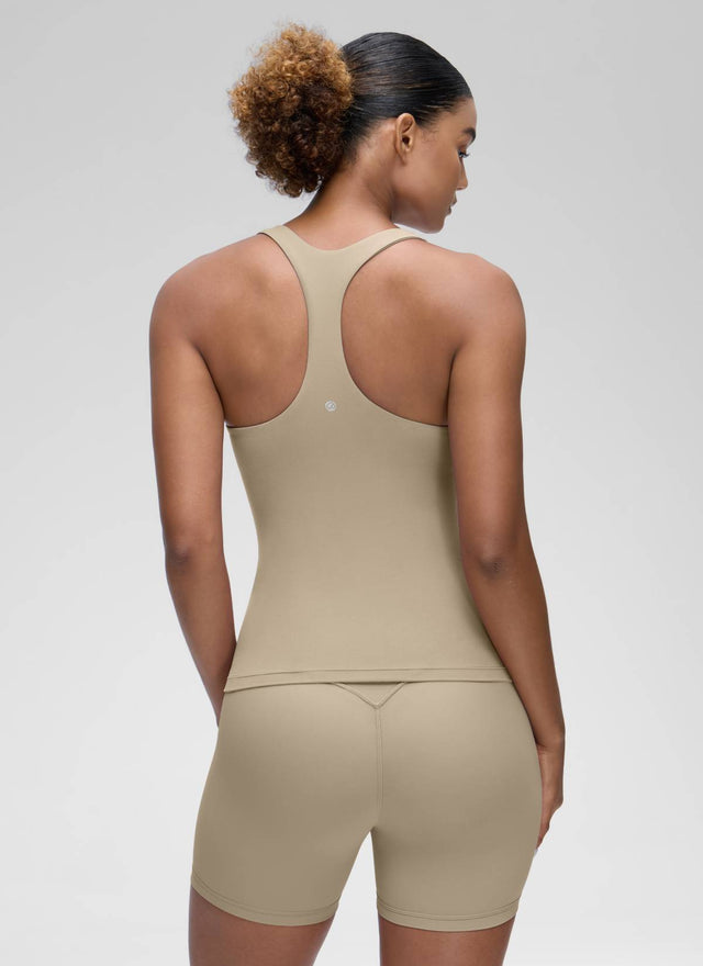 CRZ YOGA Women's Yoga Tight Fit Tops Butterluxe Built-in Bra Tank Oak