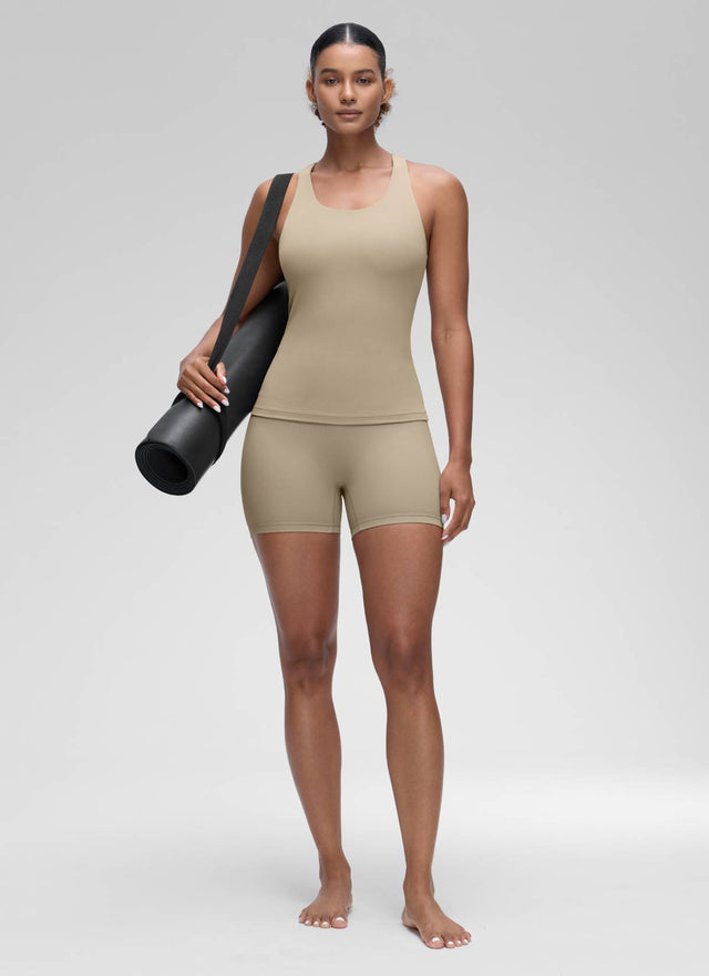 CRZ YOGA Women's Yoga Tight Fit Tops Butterluxe Built-in Bra Tank Oak