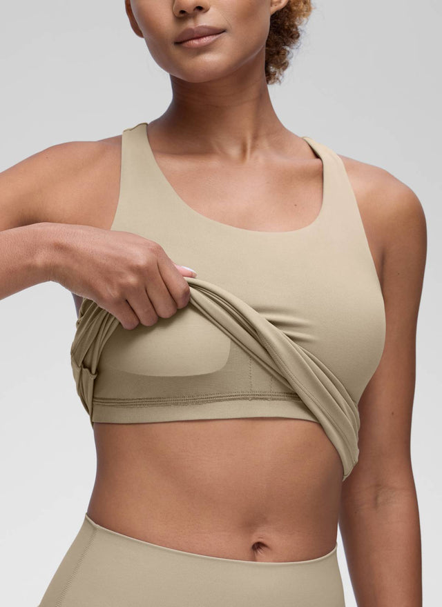 CRZ YOGA Women's Yoga Tight Fit Tops Butterluxe Built-in Bra Tank Oak