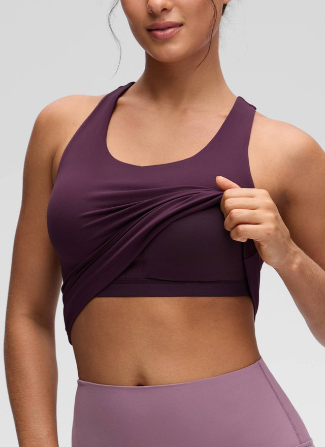 CRZ YOGA Women's Yoga Tight Fit Tops Butterluxe Built-in Bra Tank Deep Purple
