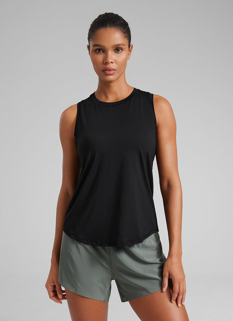 CRZ YOGA Women's Running Relaxed Fit Ultralight Tank Top Racerback Black