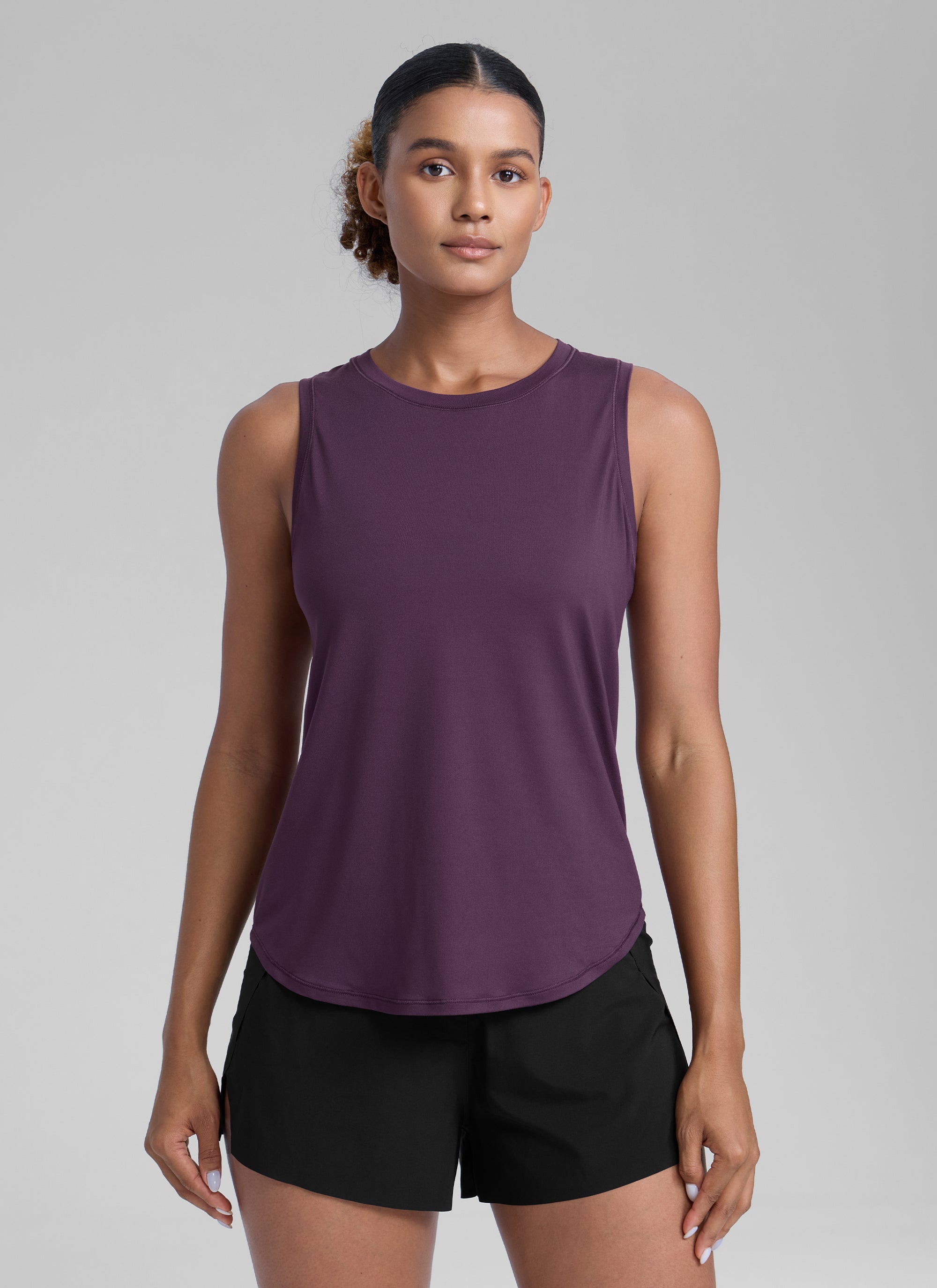 CRZ YOGA Women's Running Relaxed Fit Ultralight Tank Top Racerback Deep Crocus Violet
