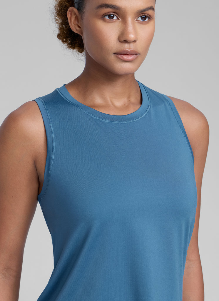 CRZ YOGA Women's Running Relaxed Fit Ultralight Tank Top Racerback Iron Blue