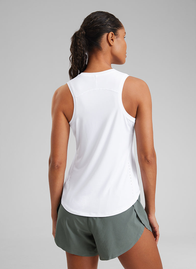 CRZ YOGA Women's Running Relaxed Fit Ultralight Tank Top Racerback White