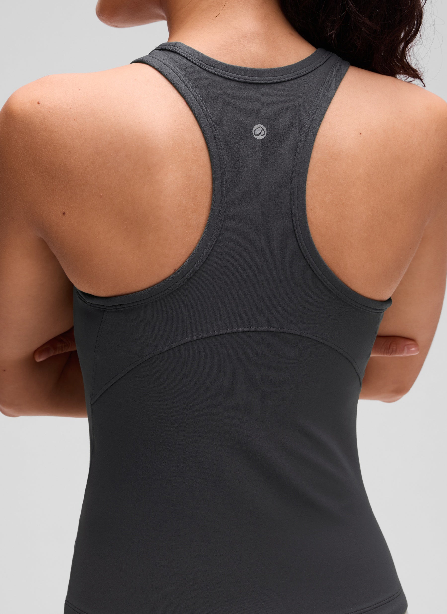 CRZ YOGA Women's Yoga Tight Fit Tops Butterluxe Tank Top High Neck Mysterious Grey @model_info:Larissa