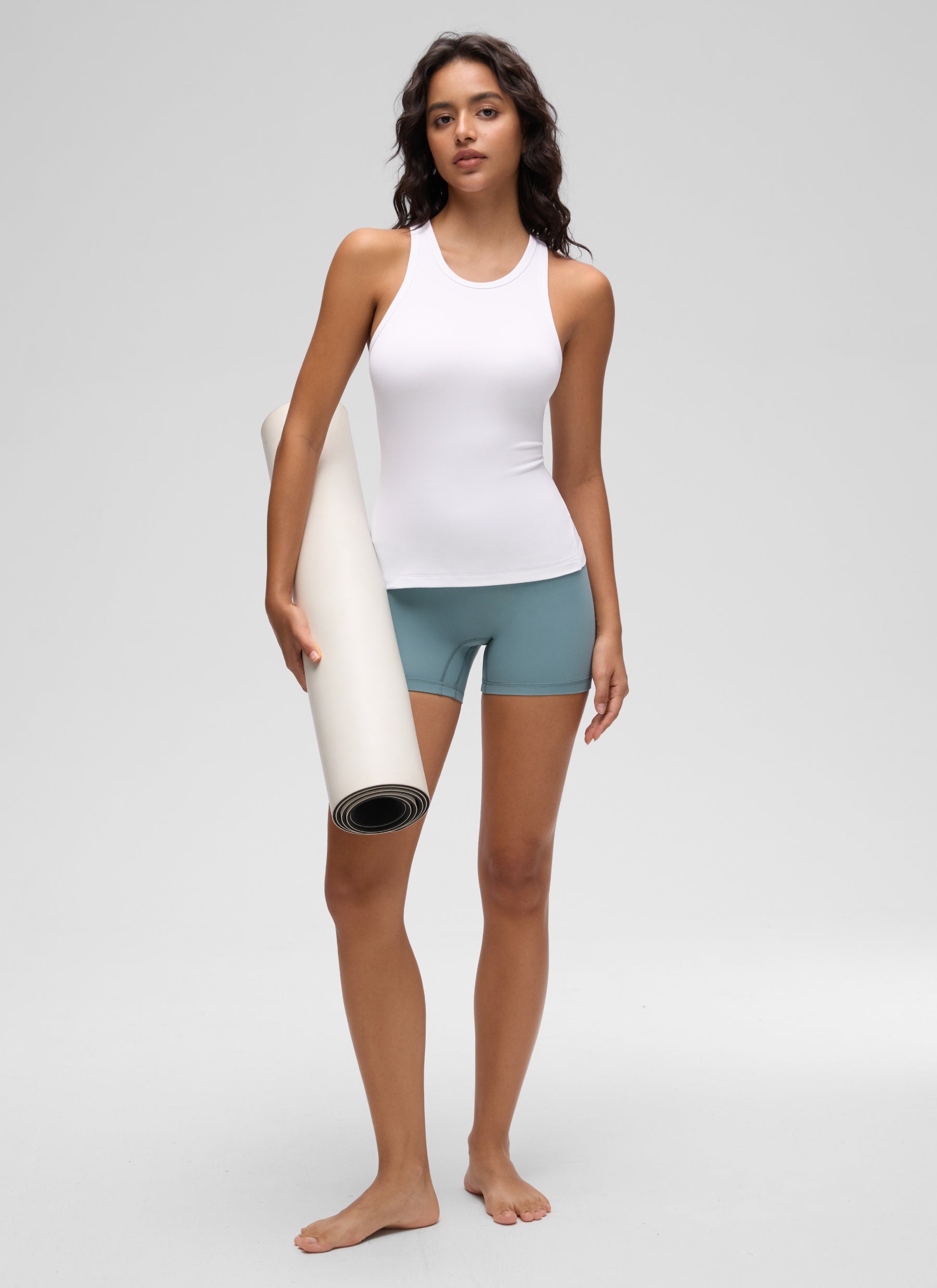 CRZ YOGA Women's Yoga Tight Fit Tops Butterluxe Tank Top High Neck White @model_info:Liss