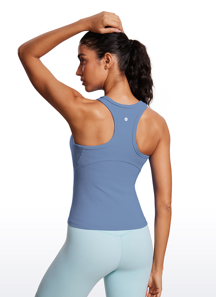 CRZ YOGA Women's Yoga Tight Fit Tops Butterluxe Tank Top High Neck Hot Fudge Brown