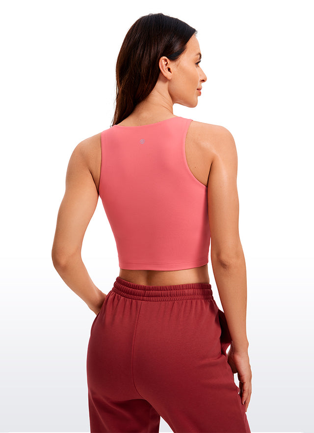 CRZ YOGA Women's Yoga Tight Fit ButterluxeTank Tops Racerback Cropped Raspberry Sorbet