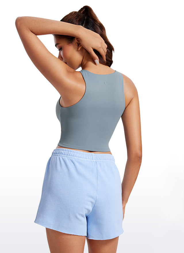 CRZ YOGA Women's Yoga Tight Fit ButterluxeTank Tops Racerback Cropped Belgian Blue