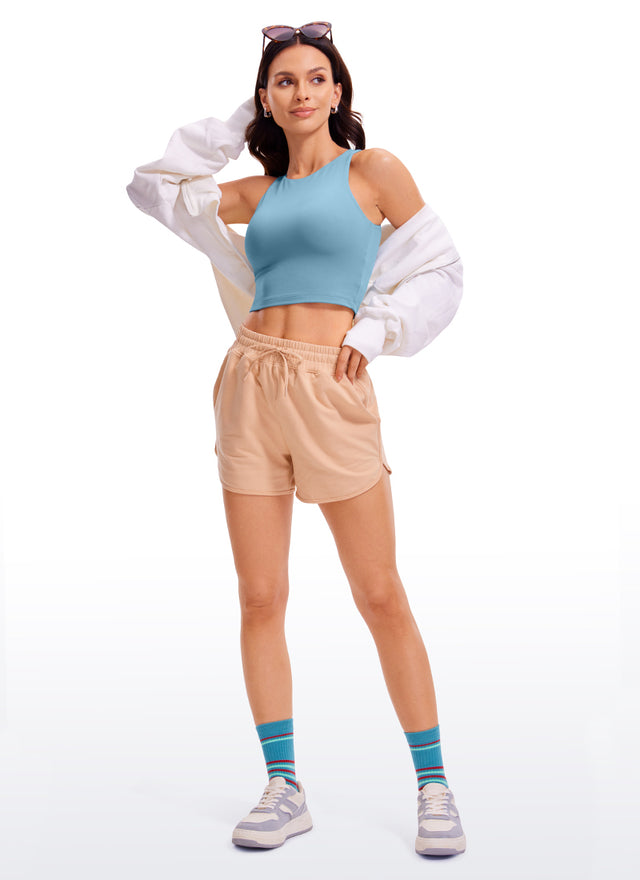 CRZ YOGA Women's Yoga Tight Fit ButterluxeTank Tops Racerback Cropped Pure Blue @model_info:B