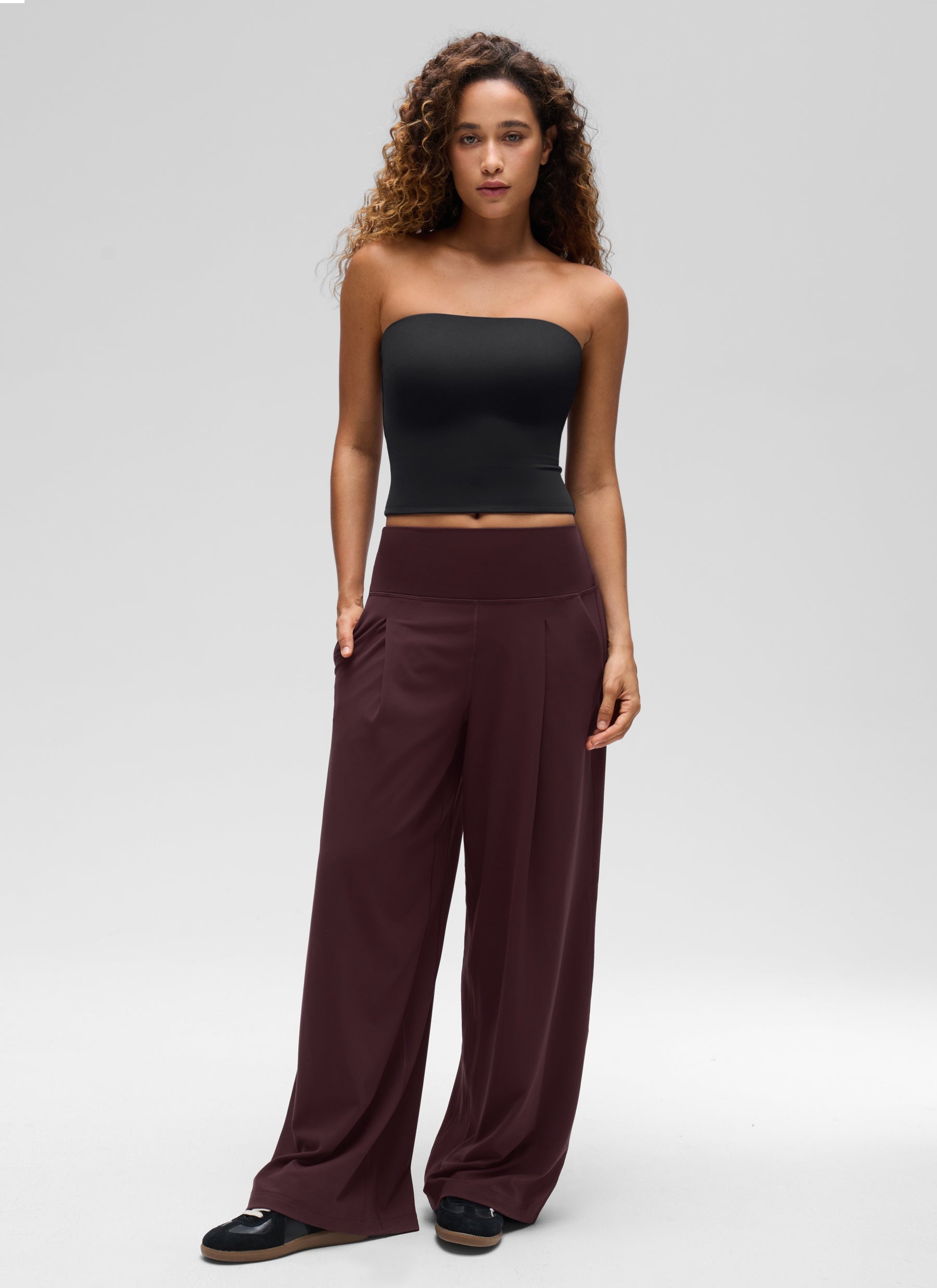 CRZ YOGA Women's Casual Butterluxe Tight Fit Strapless Tops Black @model_info:G