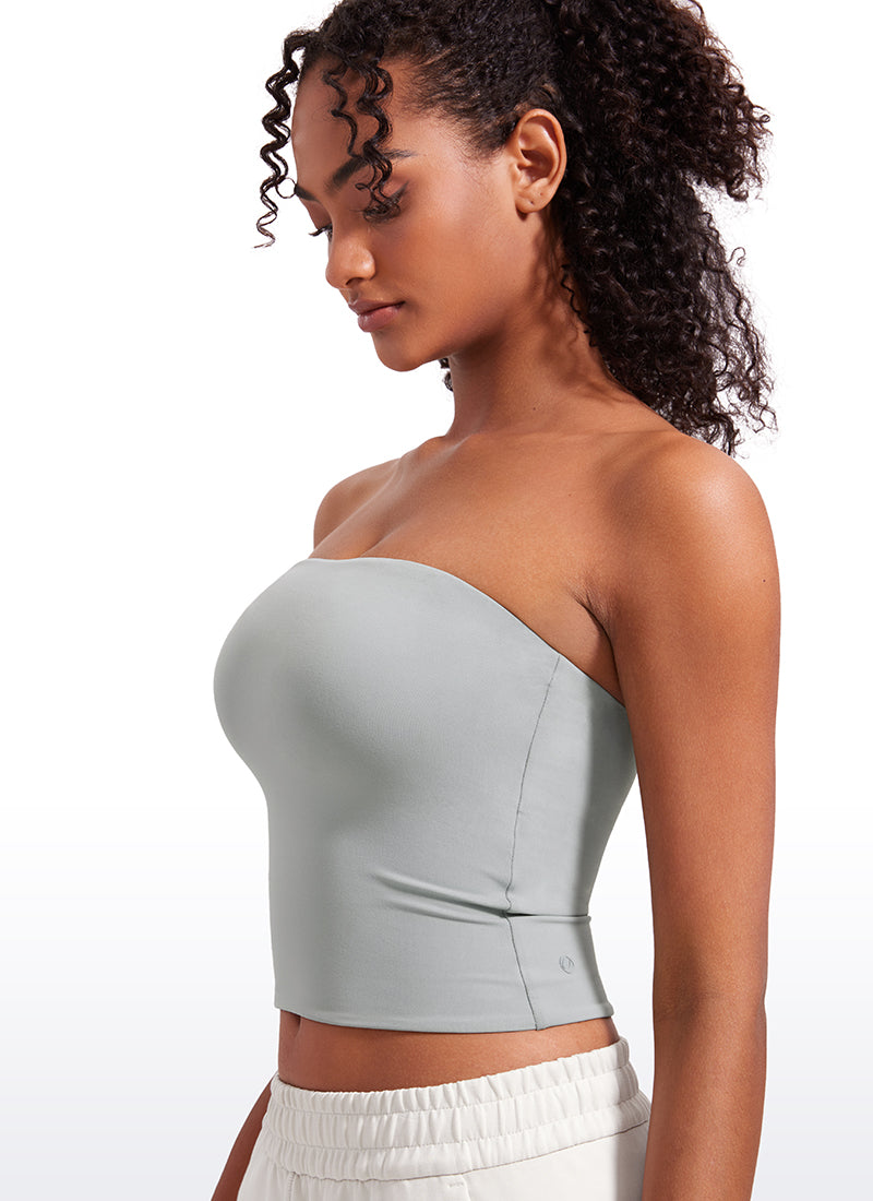 CRZ YOGA Women's Casual Butterluxe Tight Fit Strapless Tops Sterling @model_info:Lais