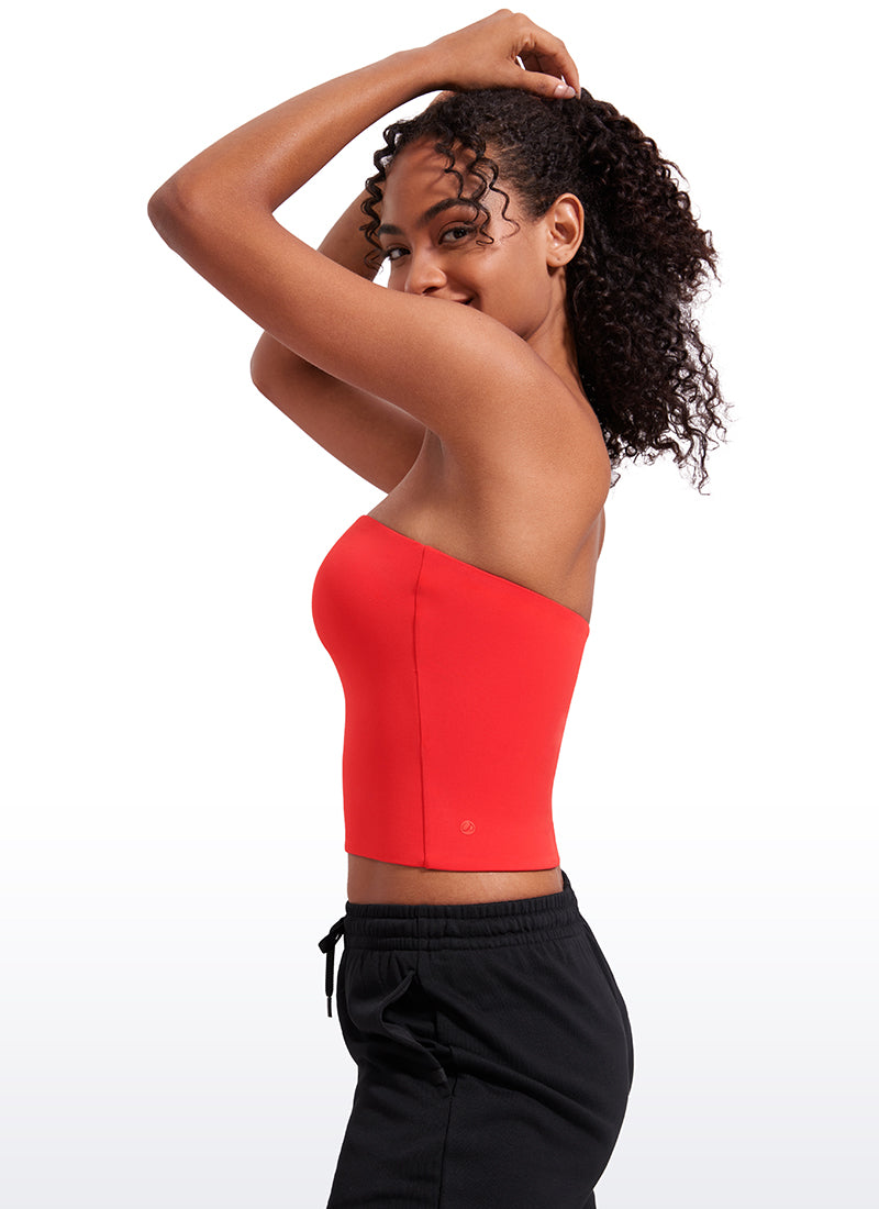 CRZ YOGA Women's Casual Butterluxe Tight Fit Strapless Tops Deep Red