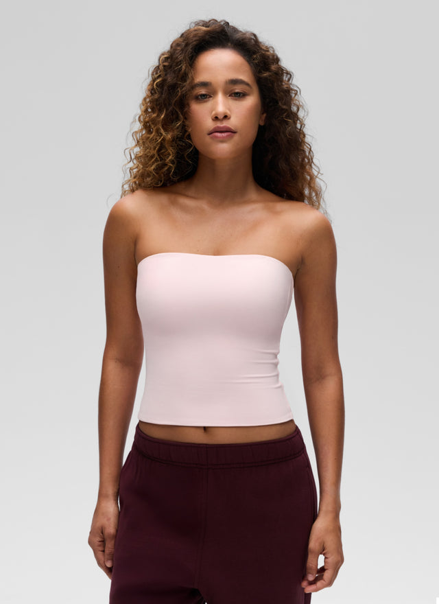 CRZ YOGA Women's Casual Butterluxe Tight Fit Strapless Tops Strawberry Pink @model_info:Gr