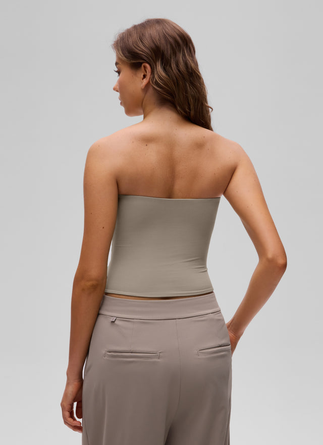 CRZ YOGA Women's Casual Butterluxe Tight Fit Strapless Tops Warm Ash Grey @model_info:S2