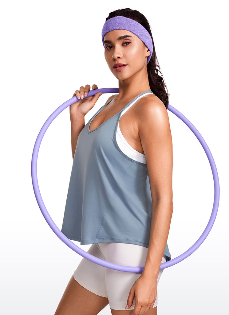 CRZ YOGA Women's Yoga Lightweight Classic Fit Tops Halter Tank V Neck Silver Mist