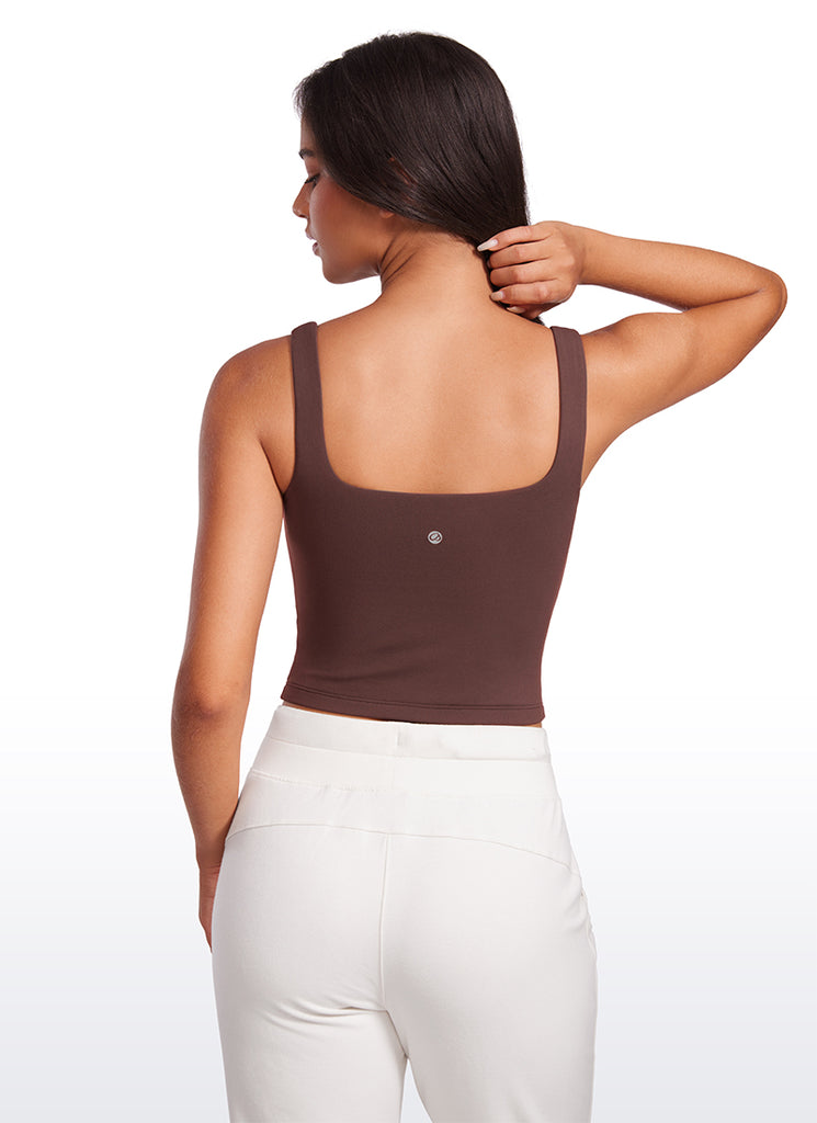 CRZ YOGA Women's Yoga Butterluxe Tight Fit Tank Tops Square Neck Black