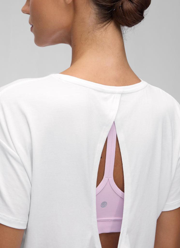 CRZ YOGA Women's Yoga Relaxed Fit Cropped Open Back Short Sleeves Black