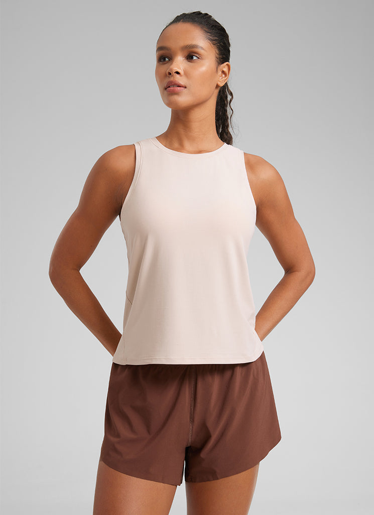 CRZ YOGA Women's Lightweight Workout Loose Fit Athletic Tank Crew Neck Black