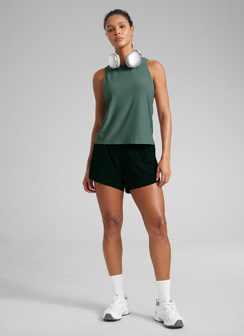 CRZ YOGA Women's Lightweight Workout Loose Fit Athletic Tank Crew Neck Magenta