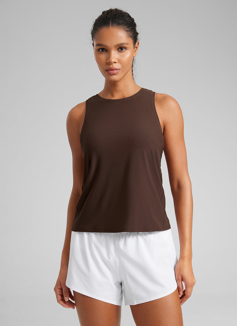 CRZ YOGA Women's Lightweight Workout Loose Fit Athletic Tank Crew Neck White