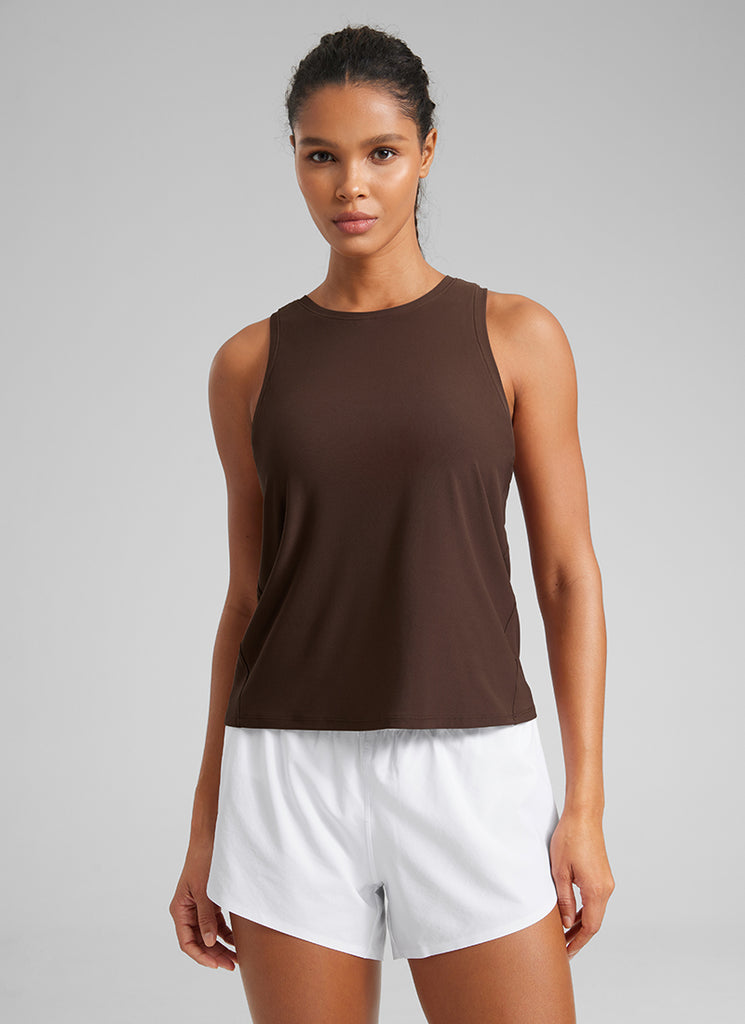 CRZ YOGA Women's Lightweight Workout Loose Fit Athletic Tank Crew Neck White