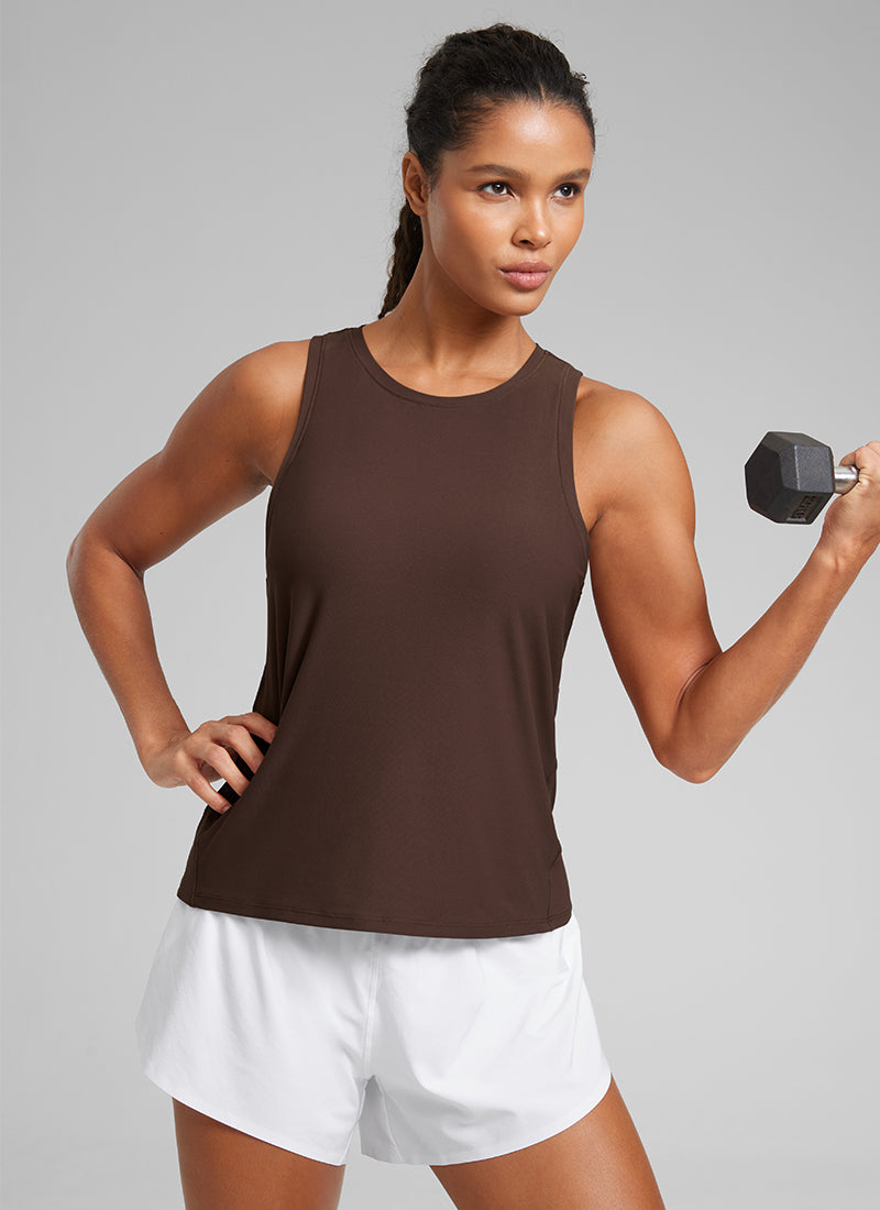 CRZ YOGA Women's Lightweight Workout Loose Fit Athletic Tank Crew Neck White