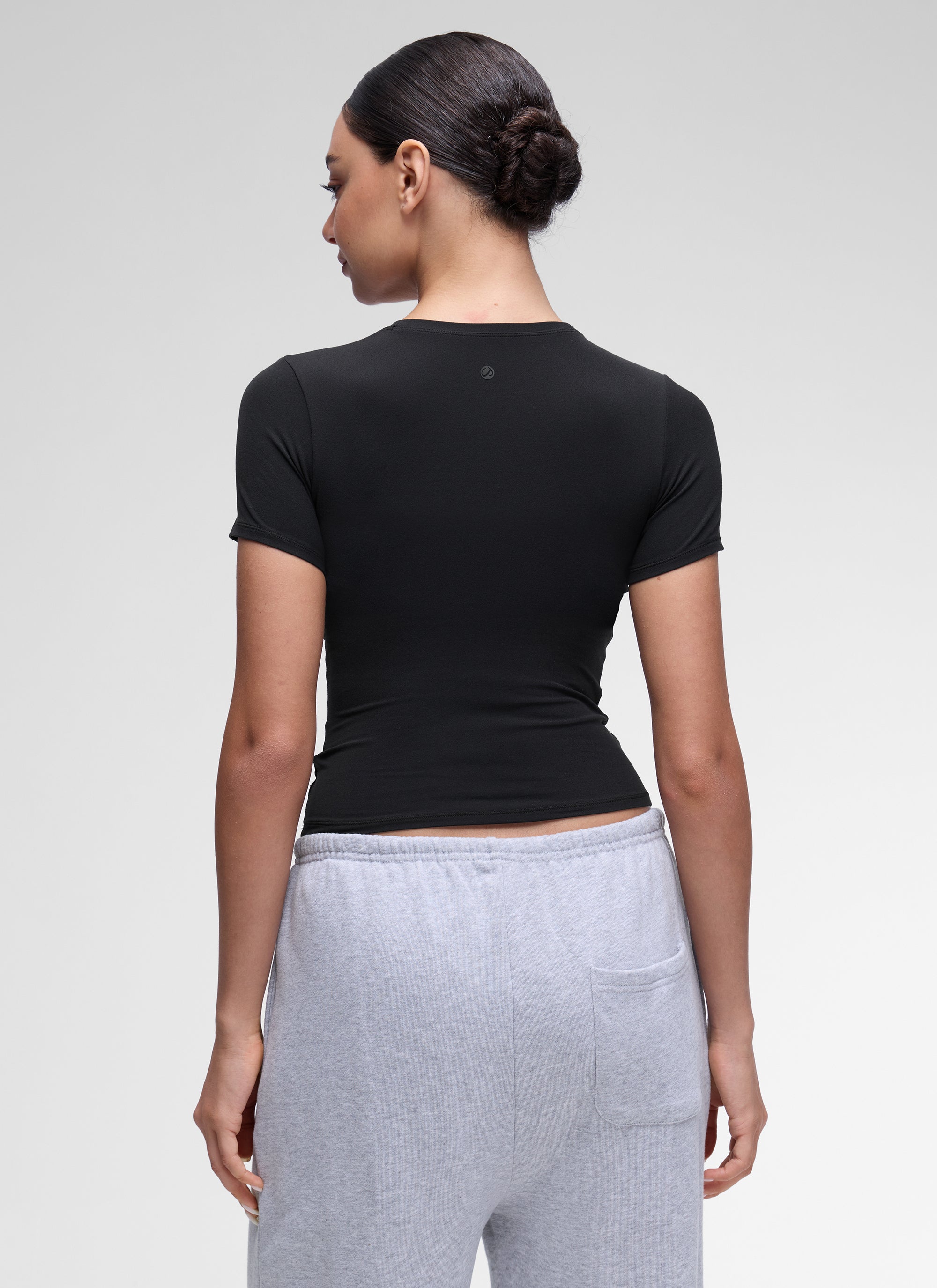 CRZ YOGA Women Going Out Tops Soft High Crew Neck Casual Tight Shirts Black