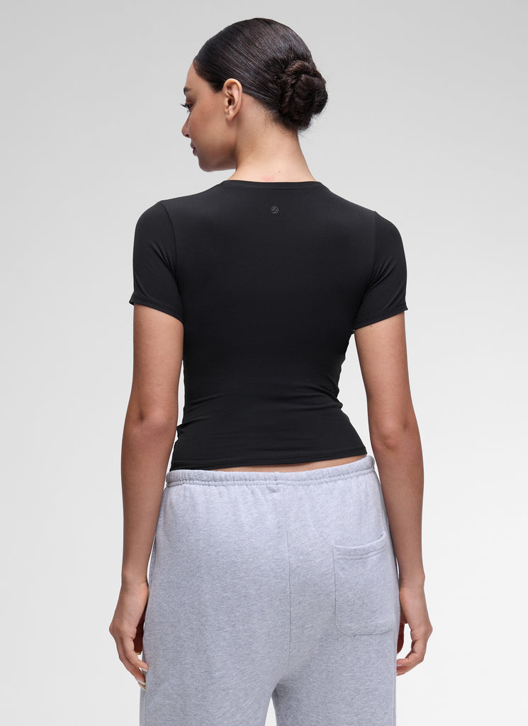 CRZ YOGA Women Going Out Tops Soft High Crew Neck Casual Tight Shirts Hot Fudge Brown